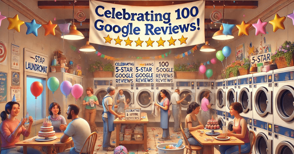 Celebrating 100 5-star reviews for our laundromat in Northcote